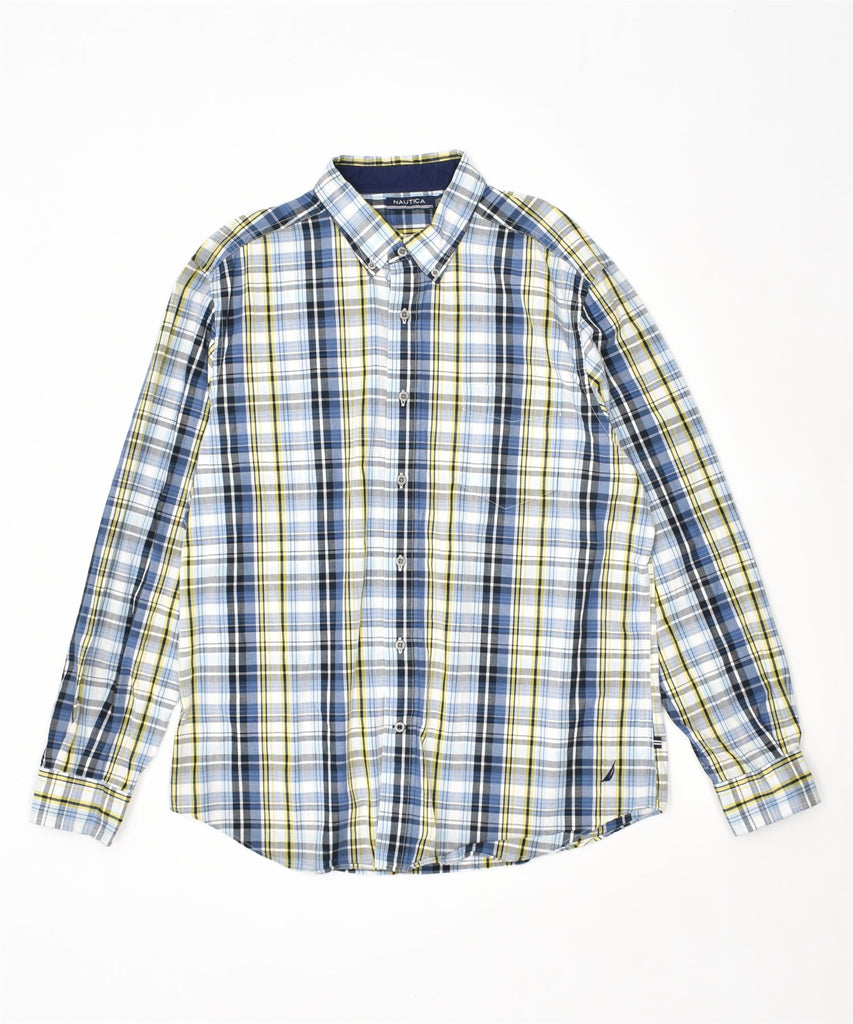 NAUTICA Mens Shirt XL Blue Check Cotton | Vintage | Thrift | Second-Hand | Used Clothing | Messina Hembry 