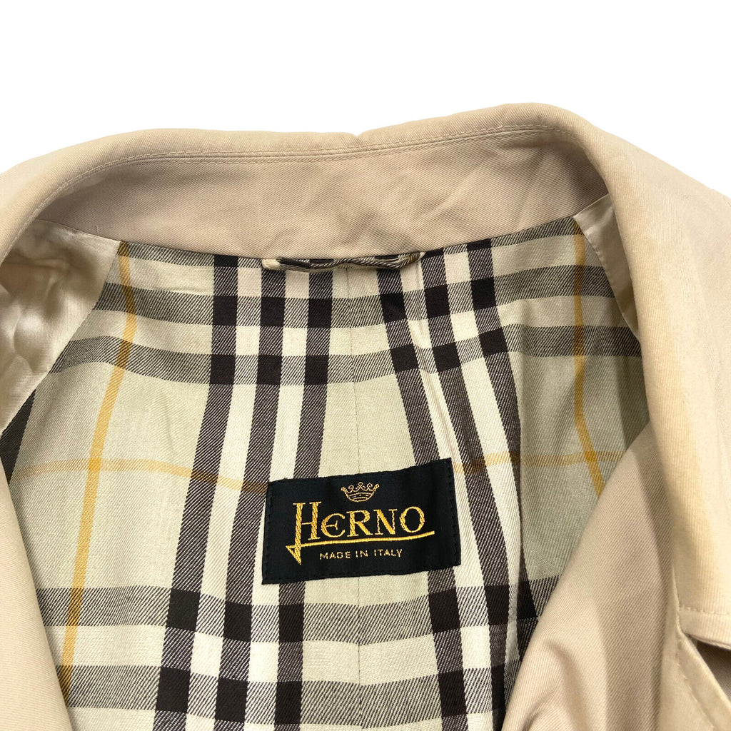 Herno Long Beige Overcoat | Vintage High End Luxury Designer Trench Coat Mac VTG | Vintage Messina Hembry | Thrift | Second-Hand Messina Hembry | Used Clothing | Messina Hembry 