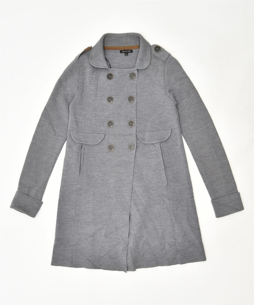 MASSIMO DUTTI Womens Double Breasted Overcoat UK 8 Small Grey Wool | Vintage | Thrift | Second-Hand | Used Clothing | Messina Hembry 