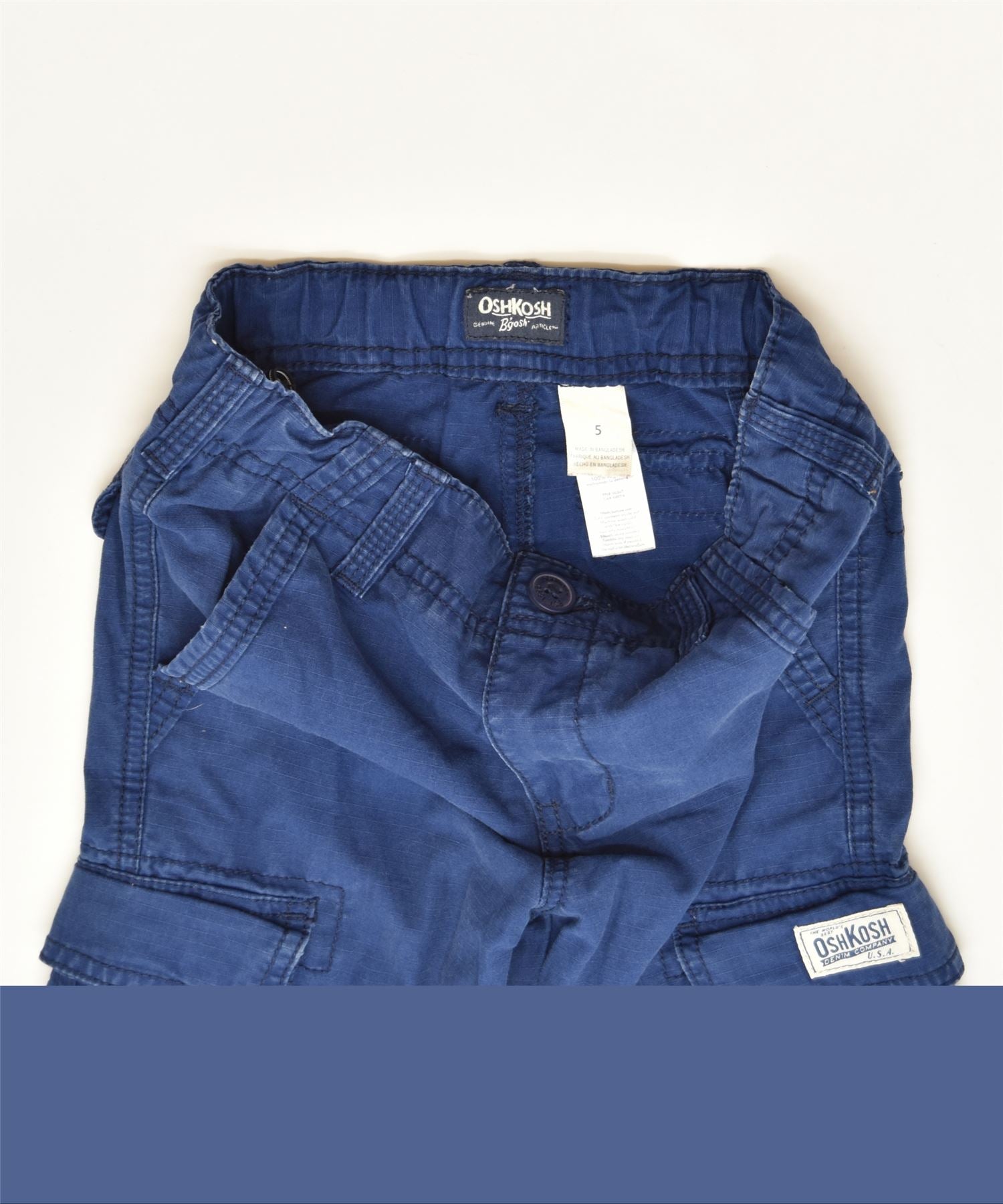 OSHKOSH Boys Slim Cargo Trousers 4 5 Years W22 L19 Blue Cotton