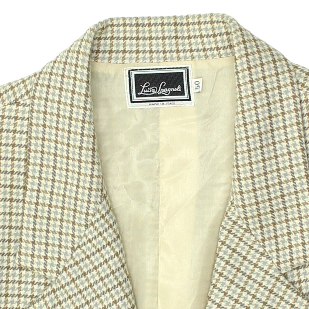 Luisa Spagnoli Womens Check Beige Blazer Jacket | Vintage Designer Suit VTG | Vintage Messina Hembry | Thrift | Second-Hand Messina Hembry | Used Clothing | Messina Hembry 