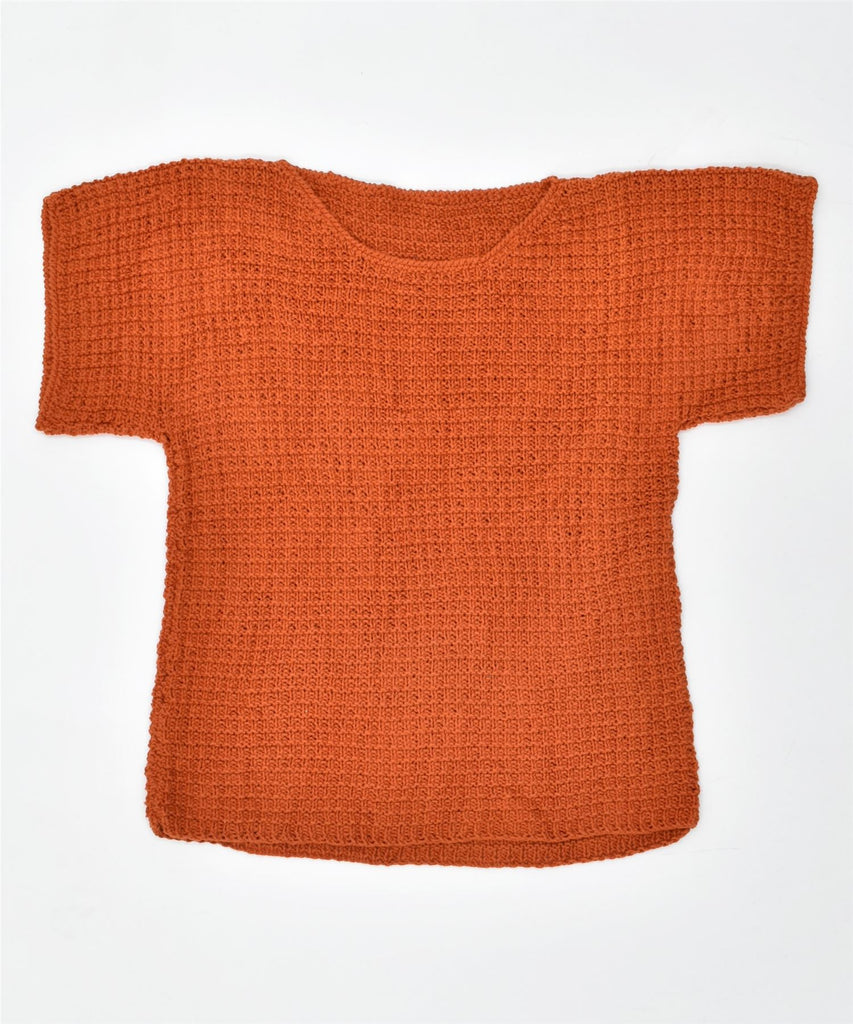 VINTAGE Womens Short Sleeve Crew Neck Jumper Sweater UK 16 Large Orange | Vintage | Thrift | Second-Hand | Used Clothing | Messina Hembry 