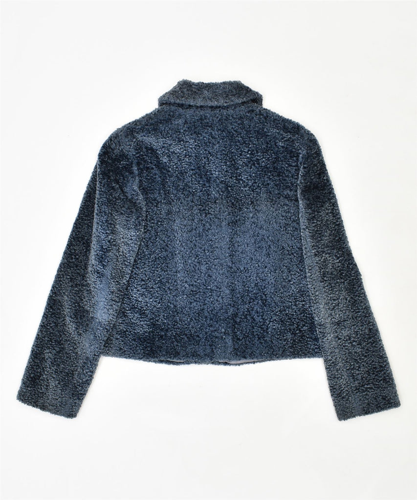 MK MASKA Womens Faux Fur Jacket IT 40 Small Blue Viscose | Vintage | Thrift | Second-Hand | Used Clothing | Messina Hembry 