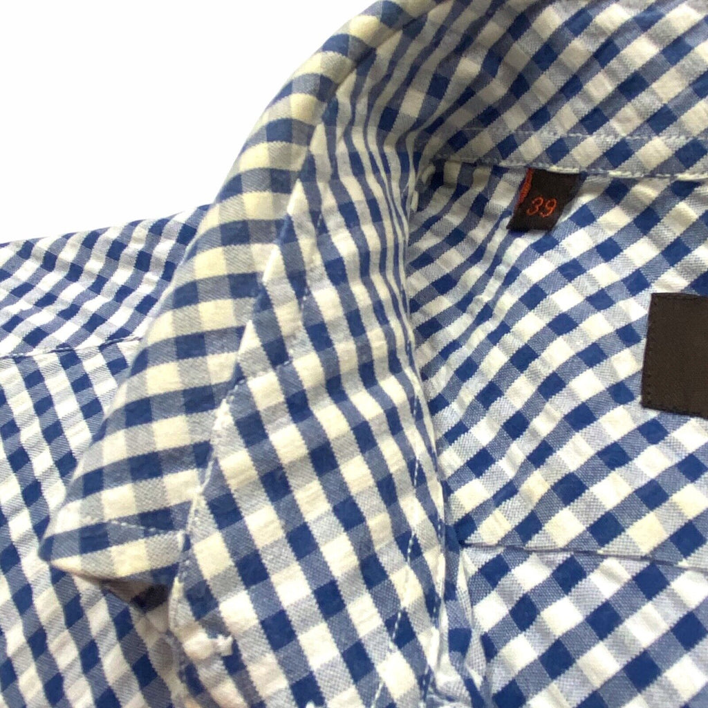 Etro Gingham Check Button Down Collared Shirt | Vintage Designer Blue White VTG | Vintage Messina Hembry | Thrift | Second-Hand Messina Hembry | Used Clothing | Messina Hembry 