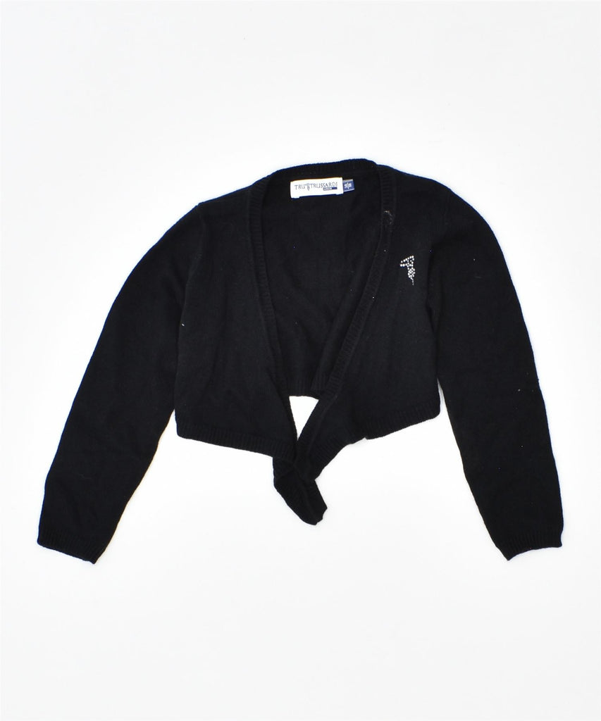 TRUSSARDI Girls Crop Cardigan Sweater 2-3 Years Black Cotton | Vintage | Thrift | Second-Hand | Used Clothing | Messina Hembry 