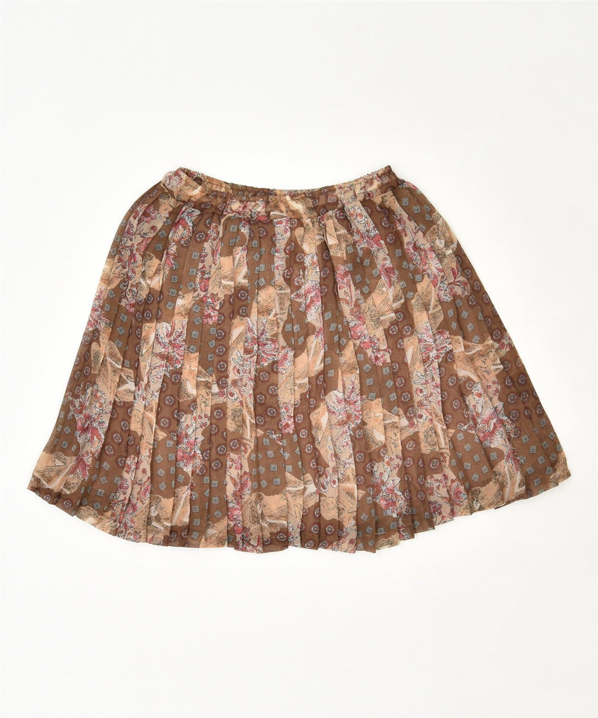 VINTAGE Womens Pleated Skirt W24 XS Brown Floral | Vintage | Thrift | Second-Hand | Used Clothing | Messina Hembry 