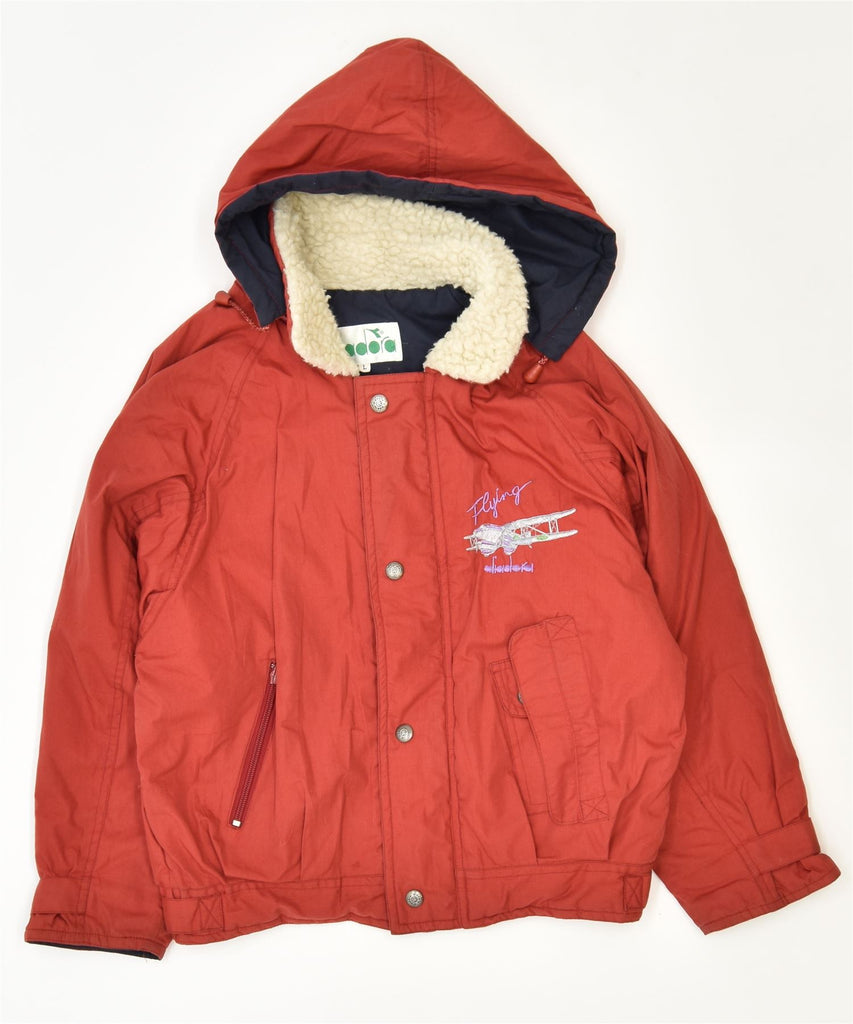 DIADORA Boys Hooded Windbreaker Jacket 10-11 Years Large Red Cotton | Vintage | Thrift | Second-Hand | Used Clothing | Messina Hembry 