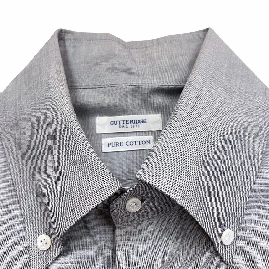 Gutteridge Button Down Collar Oxford Shirt | Vintage High End Designer Grey VTG | Vintage Messina Hembry | Thrift | Second-Hand Messina Hembry | Used Clothing | Messina Hembry 