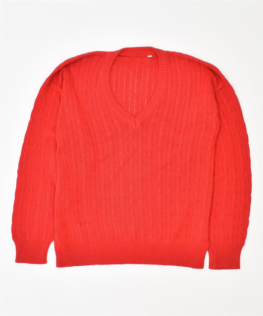 VINTAGE Mens V-Neck Jumper Sweater IT 50 Medium Red | Vintage | Thrift | Second-Hand | Used Clothing | Messina Hembry 