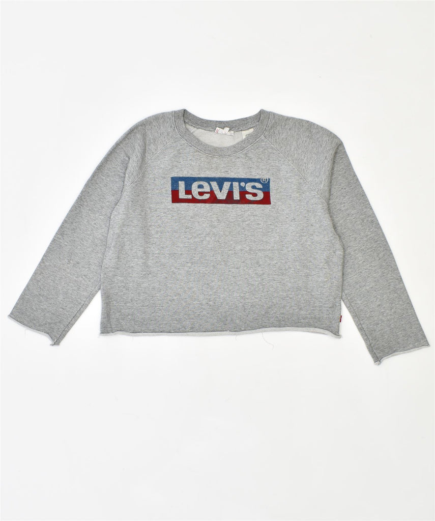 LEVI'S Womens Graphic Sweatshirt Jumper UK 14 Medium Grey Cotton | Vintage | Thrift | Second-Hand | Used Clothing | Messina Hembry 