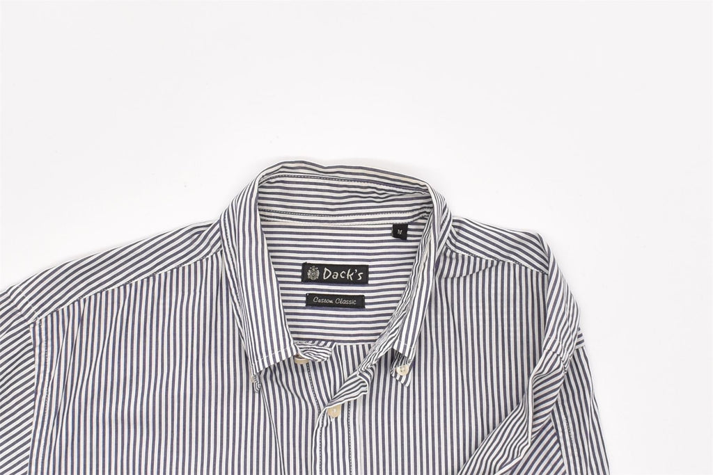 DACK'S Mens Short Sleeve Classic Fit Shirt Medium Grey Pinstripe | Vintage | Thrift | Second-Hand | Used Clothing | Messina Hembry 