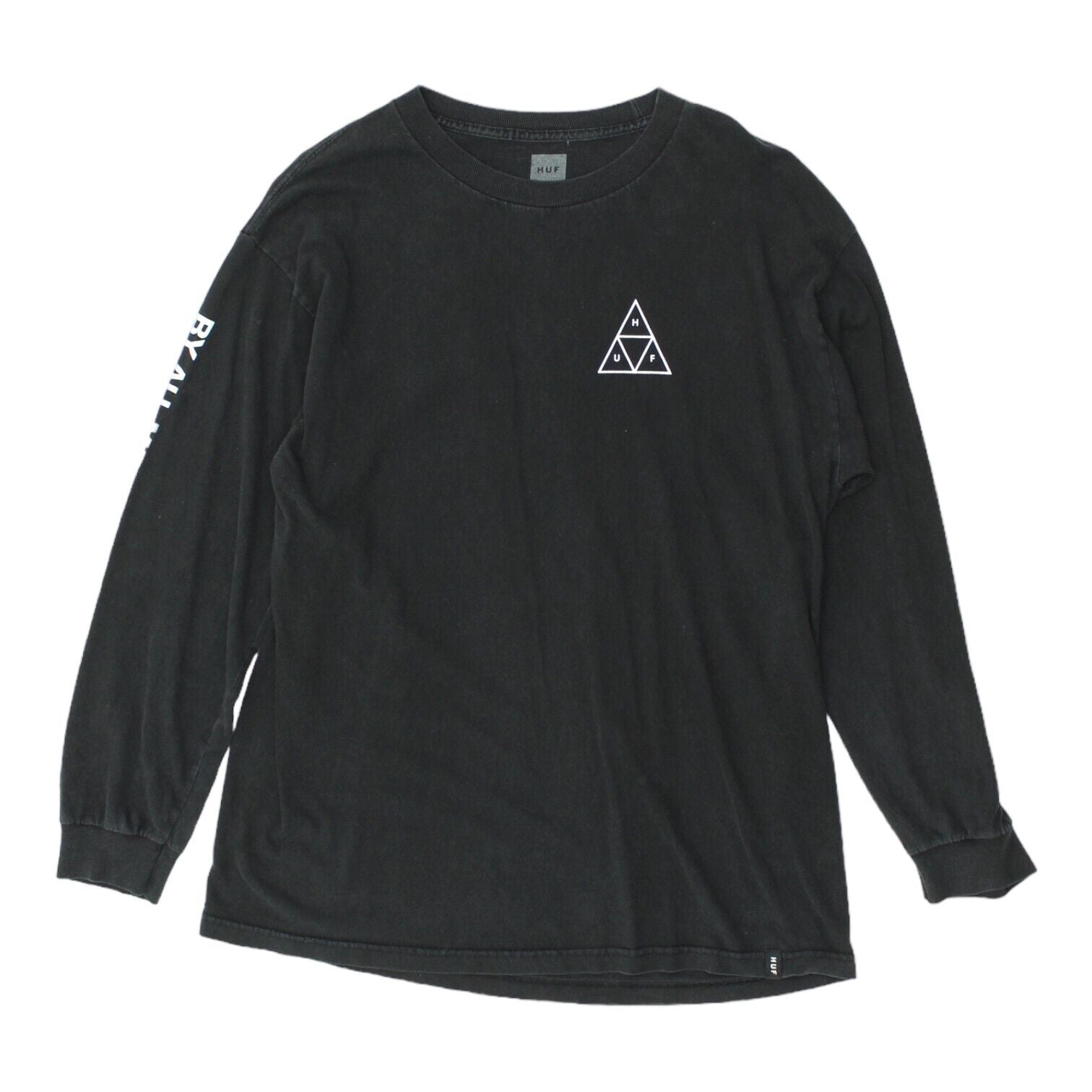 HUF Worldwide By All Means Necessary Mens Black Long Sleeve Tshirt Skater VTG