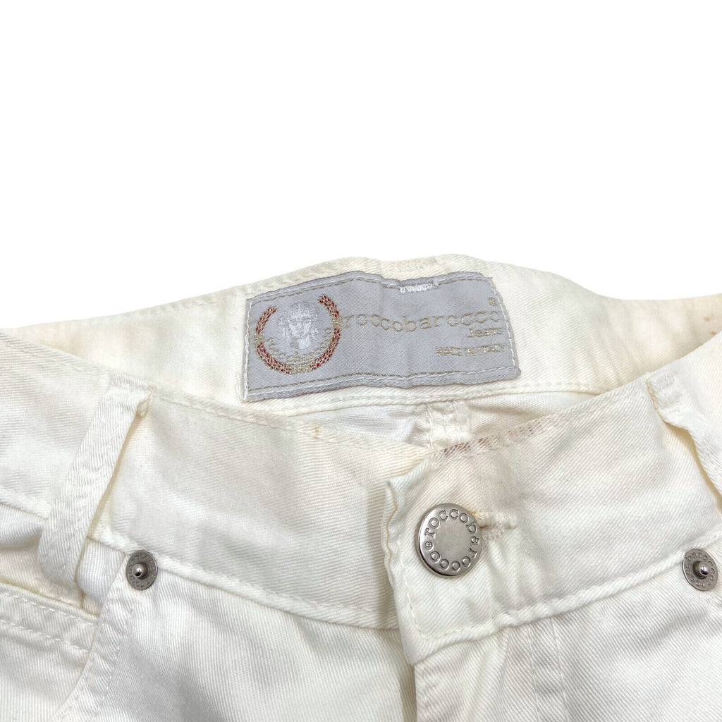 Roccobarocco Womens White High Rise Jeans | Vintage Luxury Designer Denim VTG | Vintage Messina Hembry | Thrift | Second-Hand Messina Hembry | Used Clothing | Messina Hembry 