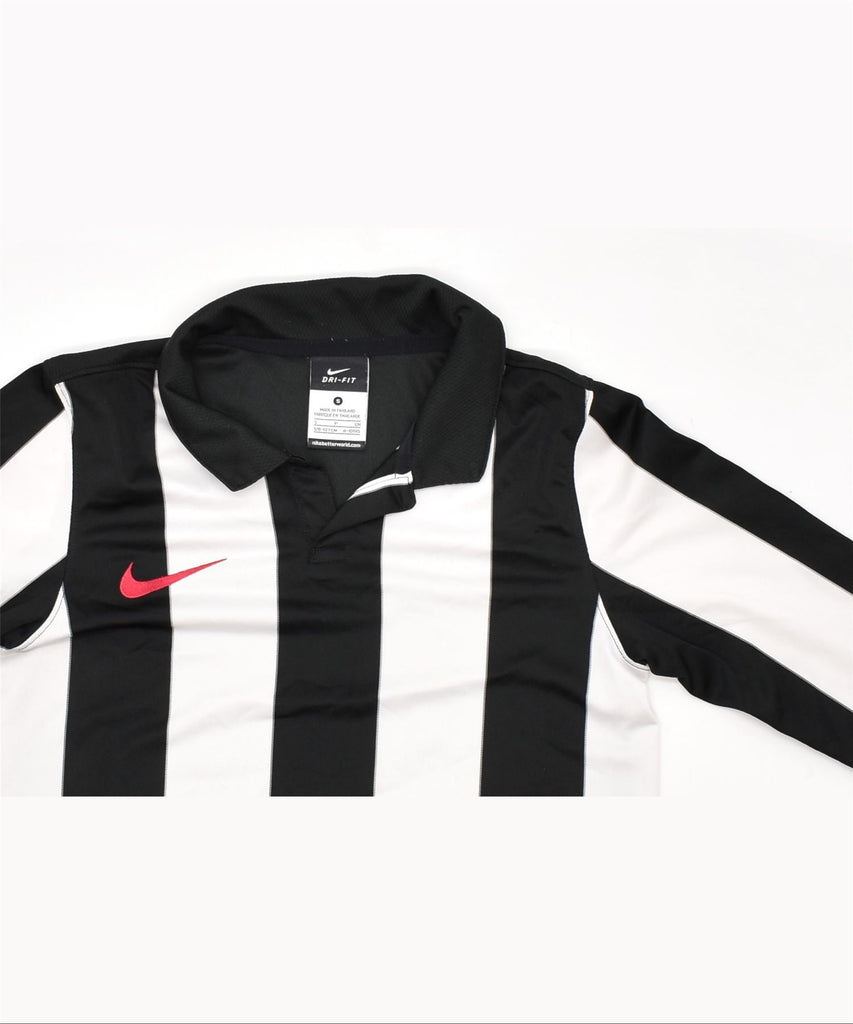 NIKE Boys Dri Fit Long Sleeve Polo Shirt 8-9 Years Small Black Striped | Vintage | Thrift | Second-Hand | Used Clothing | Messina Hembry 