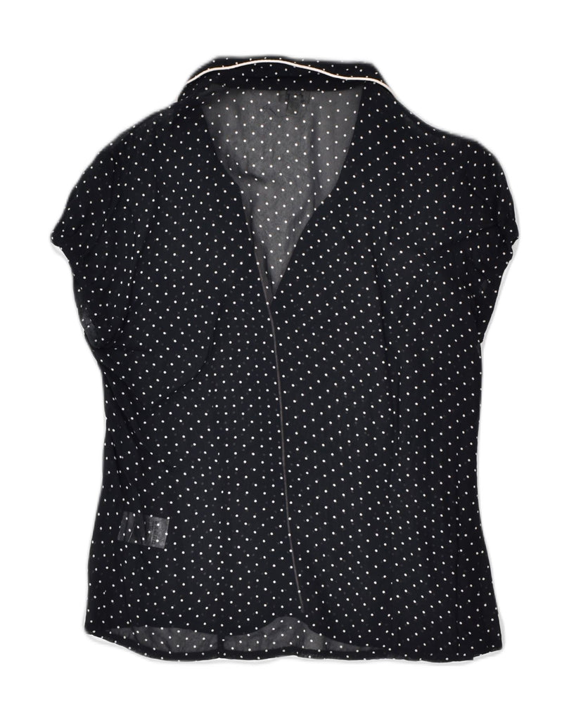 ETAM Womens Blouse Top UK 10 Small Black Polka Dot Viscose | Vintage | Thrift | Second-Hand | Used Clothing | Messina Hembry 