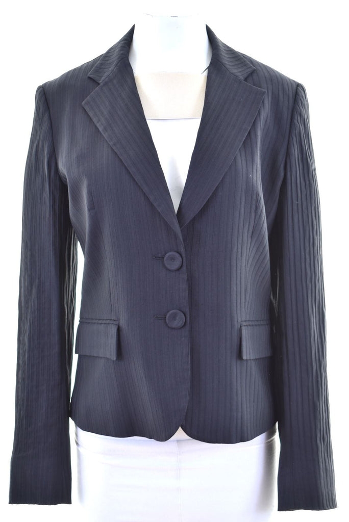 MAX & CO. Womens 2 Button Blazer Jacket UK 12 Medium Black Striped | Vintage | Thrift | Second-Hand | Used Clothing | Messina Hembry 