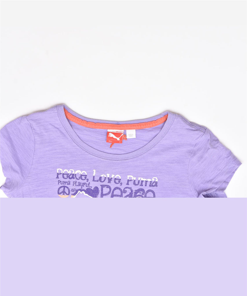 PUMA Girls Graphic T-Shirt Top 5-6 Years Medium Purple Cotton | Vintage | Thrift | Second-Hand | Used Clothing | Messina Hembry 