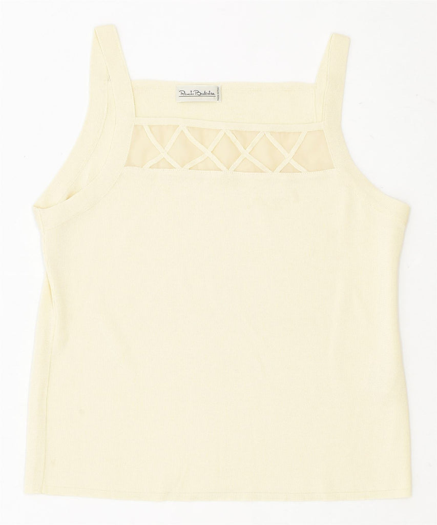 RENATO BALESTRA Womens Vest Top UK 14 Medium Yellow | Vintage | Thrift | Second-Hand | Used Clothing | Messina Hembry 