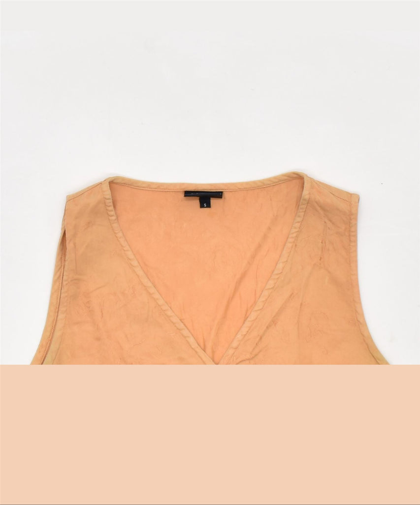 TRUSSARDI Womens Sleeveless Shirt UK 10 Small Orange Cotton | Vintage | Thrift | Second-Hand | Used Clothing | Messina Hembry 