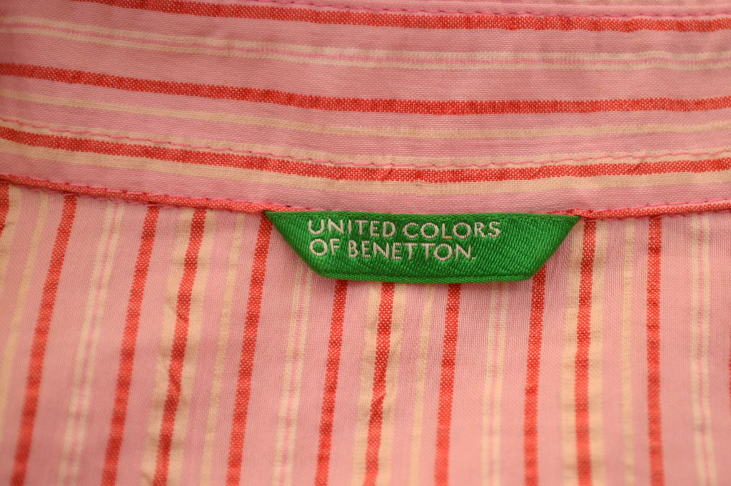 UNITED COLORS OF BENETTON Girls Shirt 11-12 Years Pink Striped Cotton - Second Hand & Vintage Designer Clothing - Messina Hembry