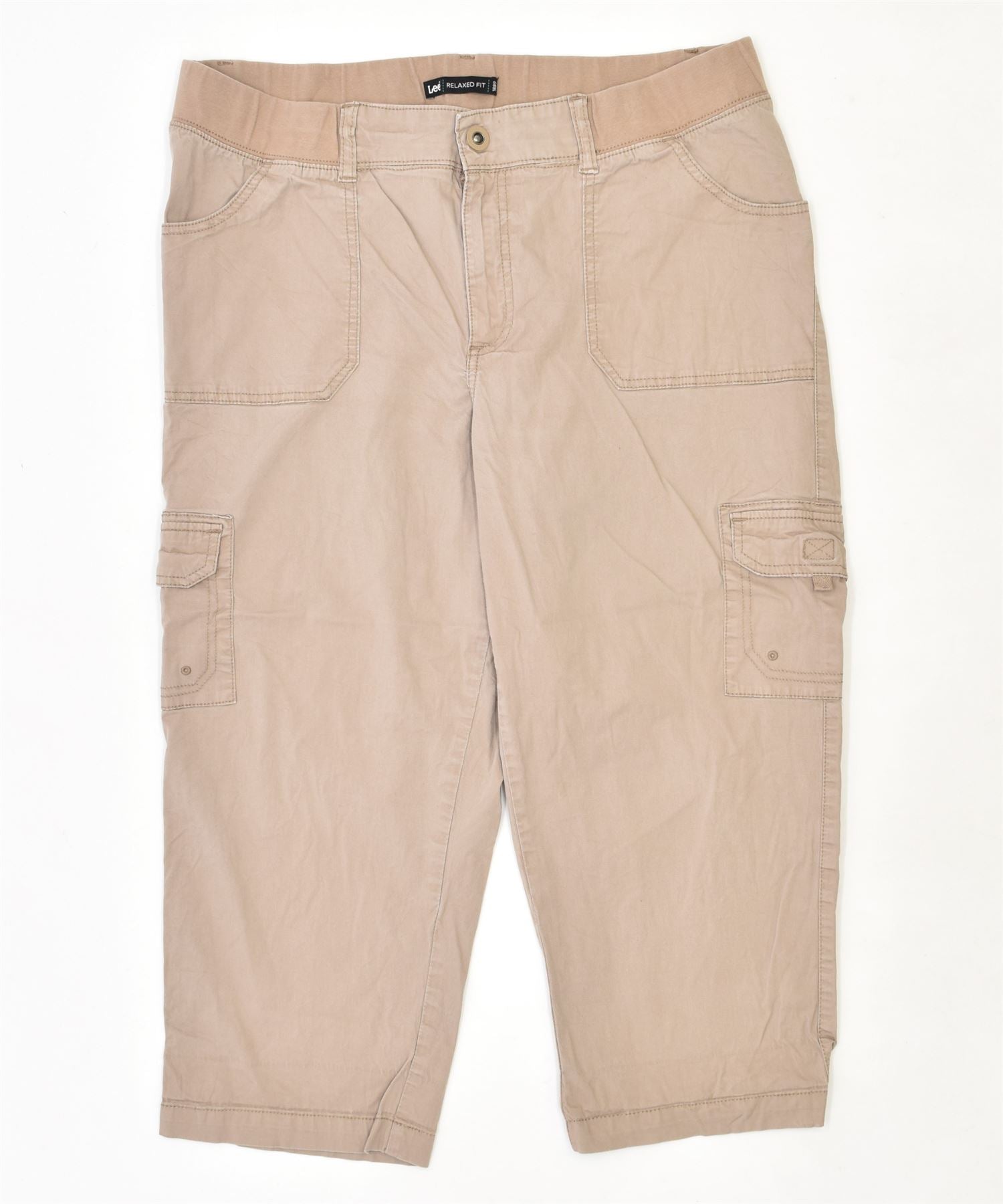 LEE Womens Relaxed Fit Cargo Capri Trousers W38 L21 Beige, Vintage &  Second-Hand Clothing Online