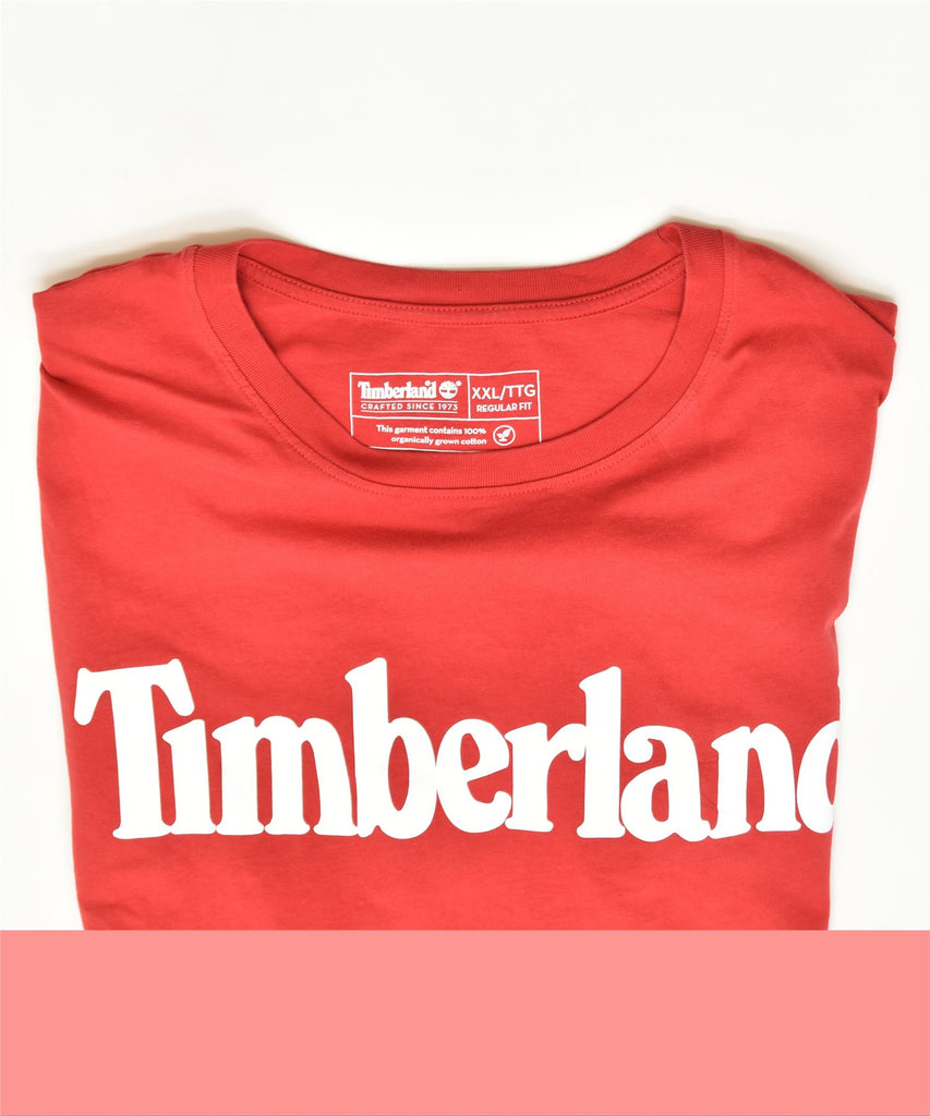 TIMBERLAND Womens Graphic T-Shirt Top UK 20 2XL Red Cotton | Vintage | Thrift | Second-Hand | Used Clothing | Messina Hembry 