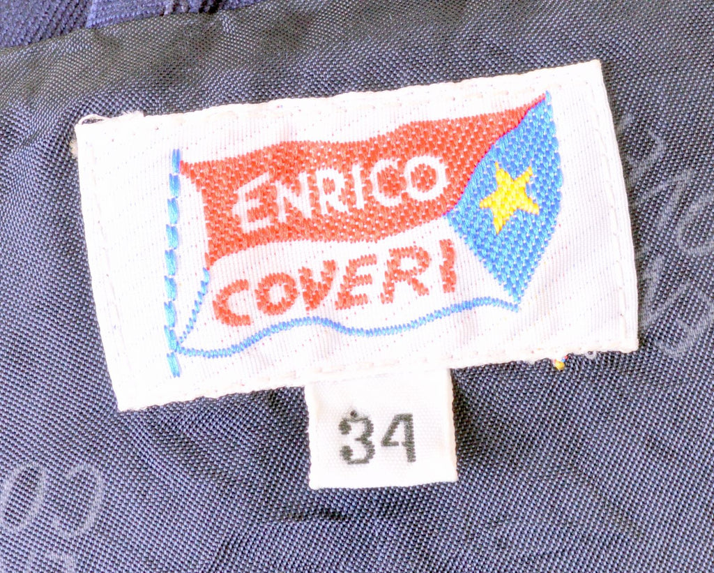 ENRICO COVERI Womens 3 Button Blazer Jacket 3/4 Sleeve EU 34 XS Navy Blue | Vintage | Thrift | Second-Hand | Used Clothing | Messina Hembry 