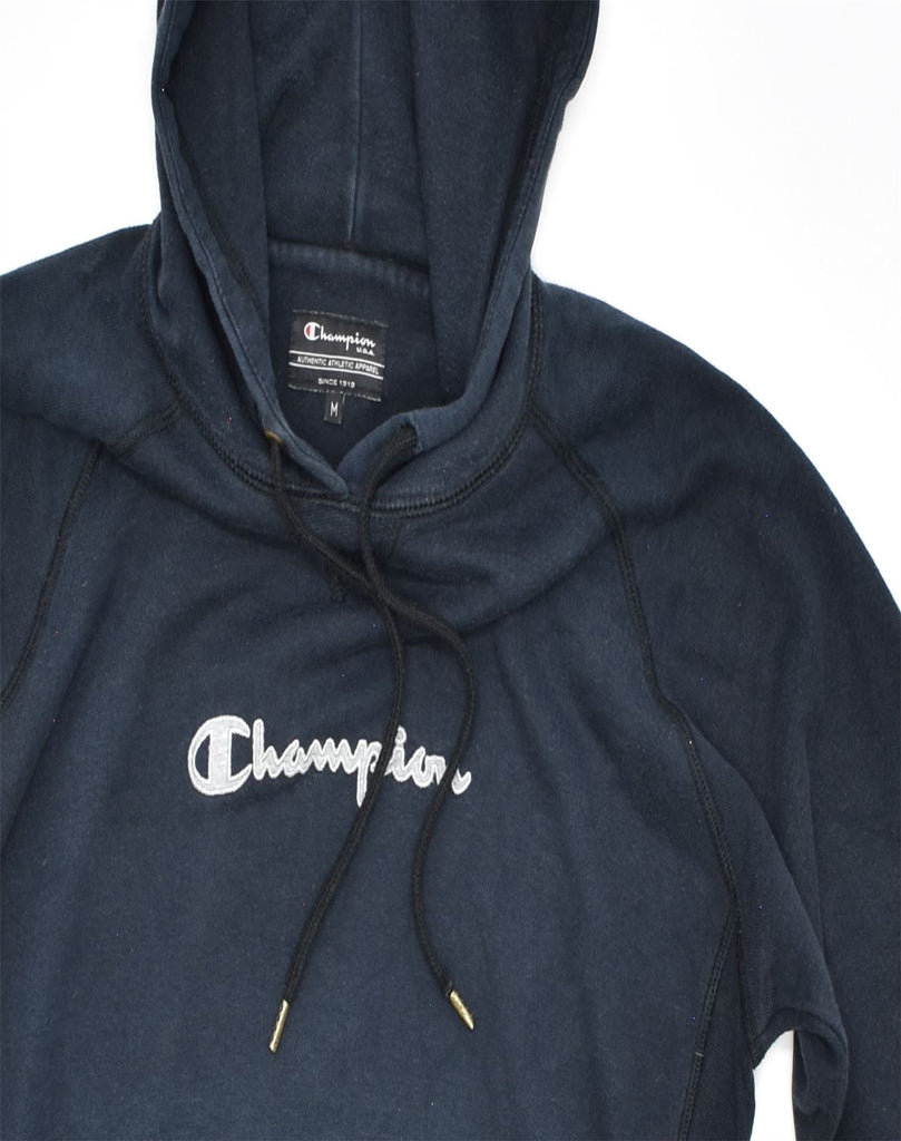 CHAMPION Womens Heritage Hoodie Jumper UK 12 Medium Navy Blue Cotton | Vintage | Thrift | Second-Hand | Used Clothing | Messina Hembry 