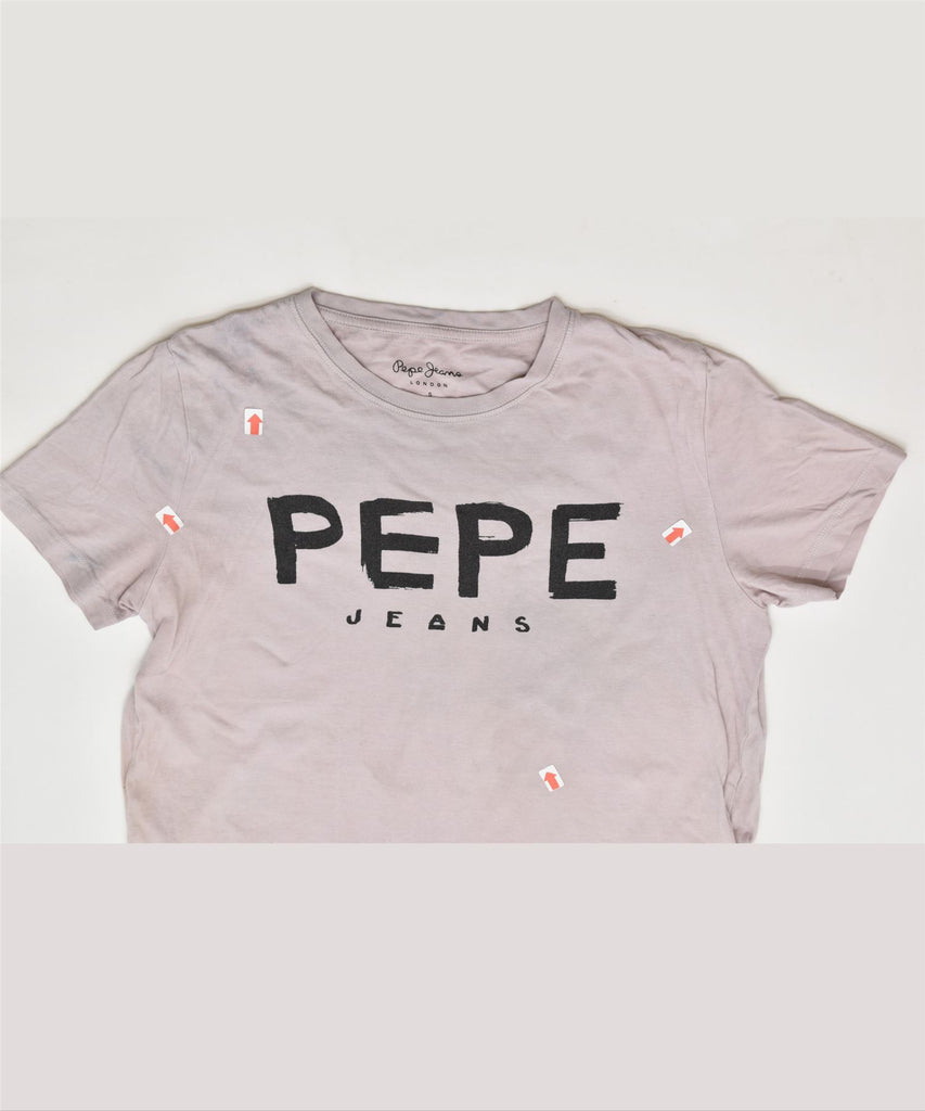 PEPE JEANS Womens Graphic T-Shirt Top UK 10 Small Pink Cotton | Vintage | Thrift | Second-Hand | Used Clothing | Messina Hembry 