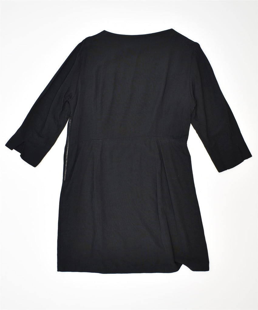 VINTAGE Womens Long Sleeve Tunic Dress UK 12 Medium Black | Vintage | Thrift | Second-Hand | Used Clothing | Messina Hembry 
