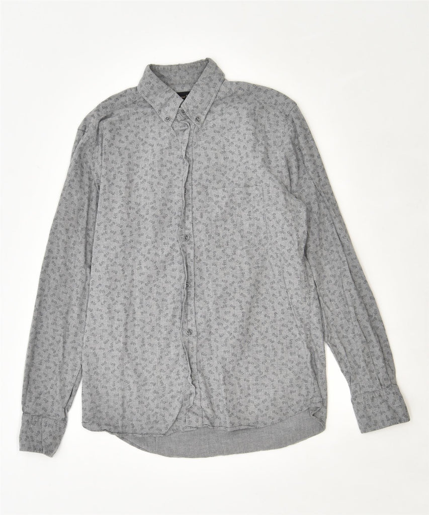 MASSIMO DUTTI Mens Shirt Small Grey Floral | Vintage | Thrift | Second-Hand | Used Clothing | Messina Hembry 