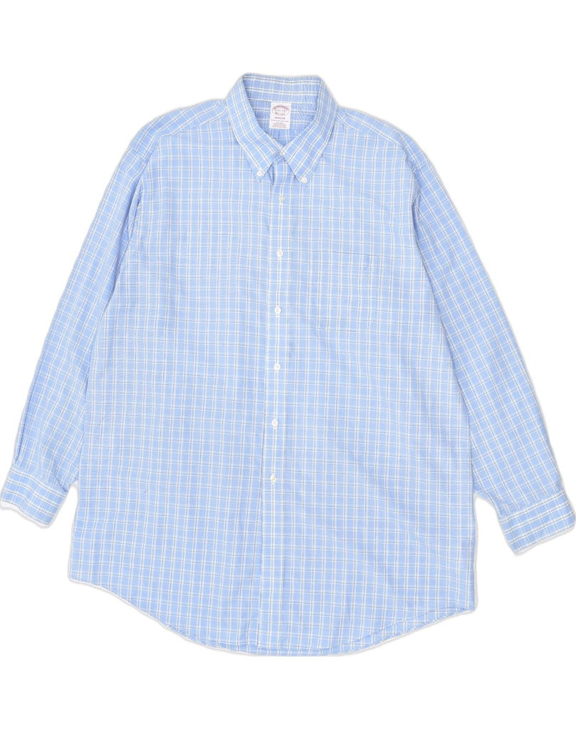 MADISON Mens Shirt Size 17 XL Blue Check Cotton | Vintage | Thrift | Second-Hand | Used Clothing | Messina Hembry 