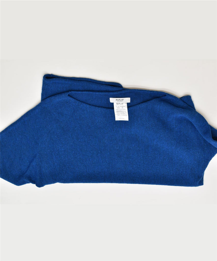 REPLAY Womens Crew Neck Jumper Sweater UK 14 Medium Blue Acrylic | Vintage | Thrift | Second-Hand | Used Clothing | Messina Hembry 