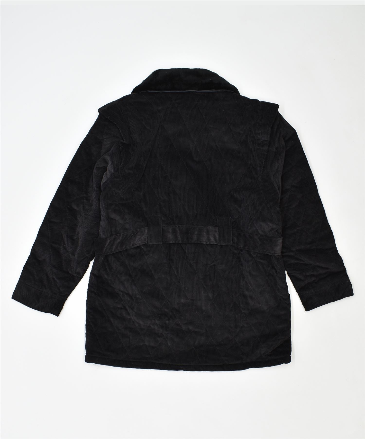 REGINA SCHRECKER Womens Corduroy Quilted Jacket UK 16 Large Black