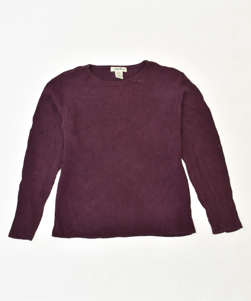 EDDIE BAUER Womens Crew Neck Jumper Sweater UK 14 Medium Burgundy Cotton | Vintage | Thrift | Second-Hand | Used Clothing | Messina Hembry 