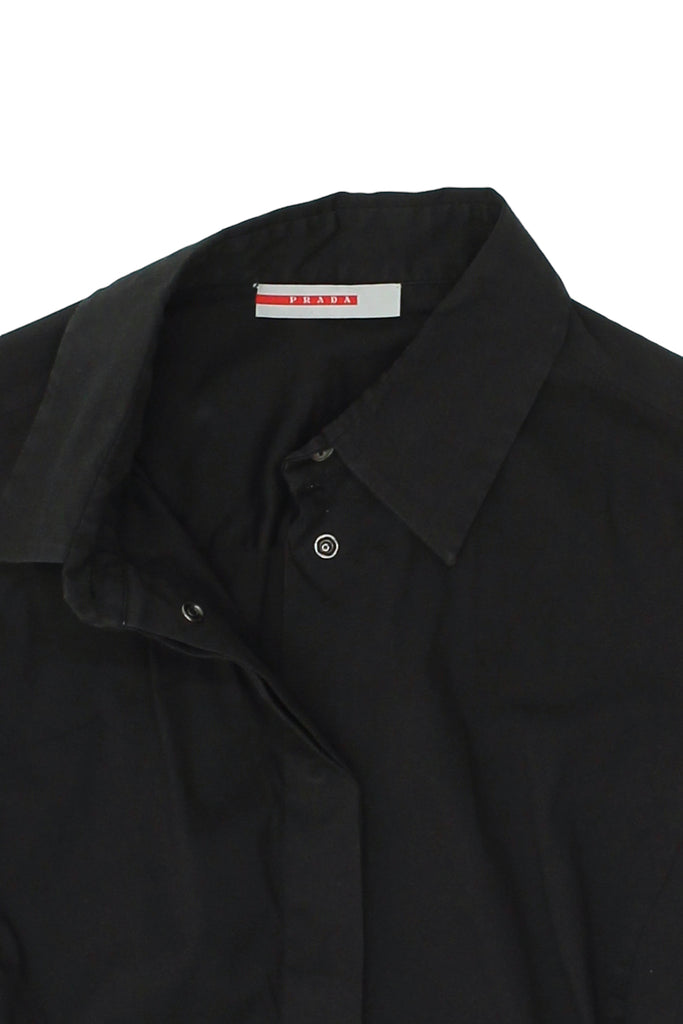 Prada Women's Stretchy Snap Popper Fastening Shirt | Vintage High End Black VTG | Vintage Messina Hembry | Thrift | Second-Hand Messina Hembry | Used Clothing | Messina Hembry 