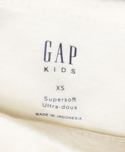 GAP Girls Graphic Top Long Sleeve 4-5 Years XS Off White Cotton | Vintage | Thrift | Second-Hand | Used Clothing | Messina Hembry 