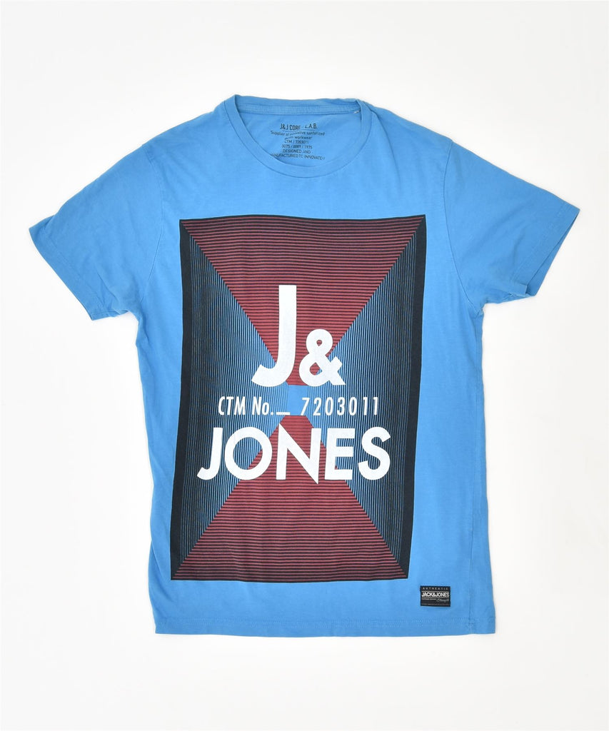 JACK & JONES Mens Graphic T-Shirt Top Small Blue Cotton | Vintage | Thrift | Second-Hand | Used Clothing | Messina Hembry 