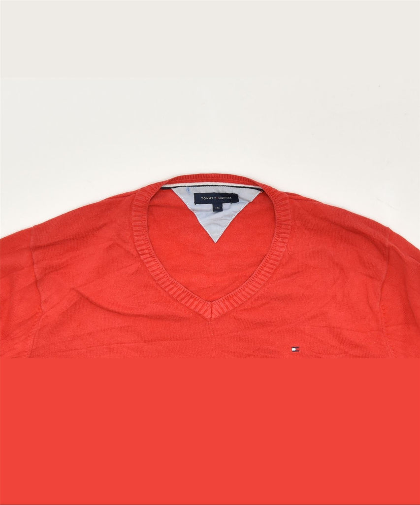 TOMMY HILFIGER Boys V-Neck Jumper Sweater 15-16 Years Red Classic | Vintage | Thrift | Second-Hand | Used Clothing | Messina Hembry 