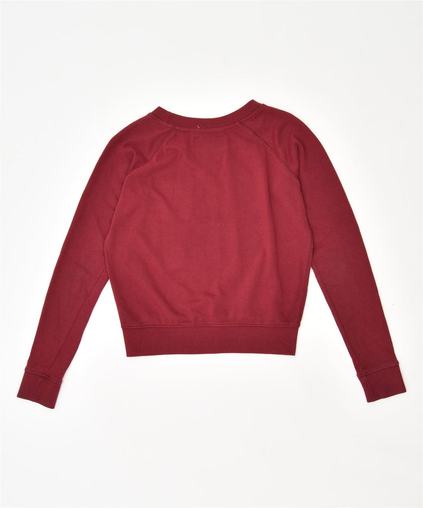 HARD ROCK CAFE Womens Graphic Sweatshirt Jumper UK 6 XS Burgundy Cotton | Vintage | Thrift | Second-Hand | Used Clothing | Messina Hembry 