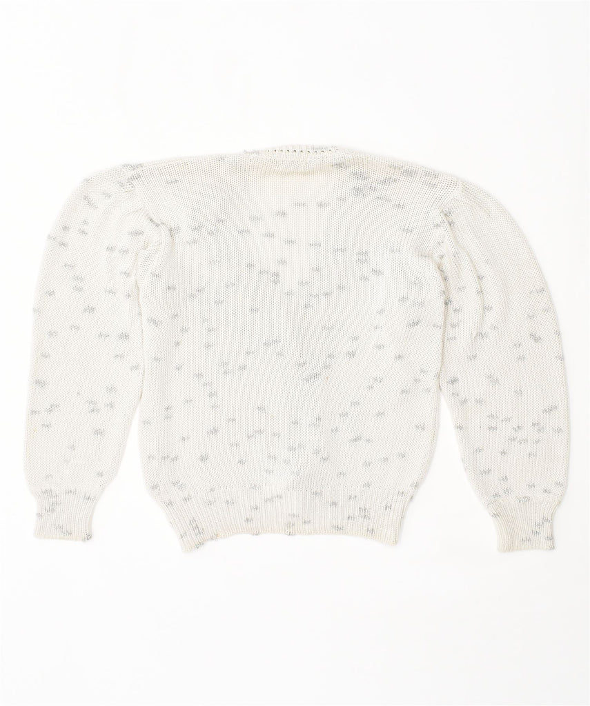 DAMA Womens Cardigan Sweater UK 16 Large Off White Geometric Viscose | Vintage | Thrift | Second-Hand | Used Clothing | Messina Hembry 