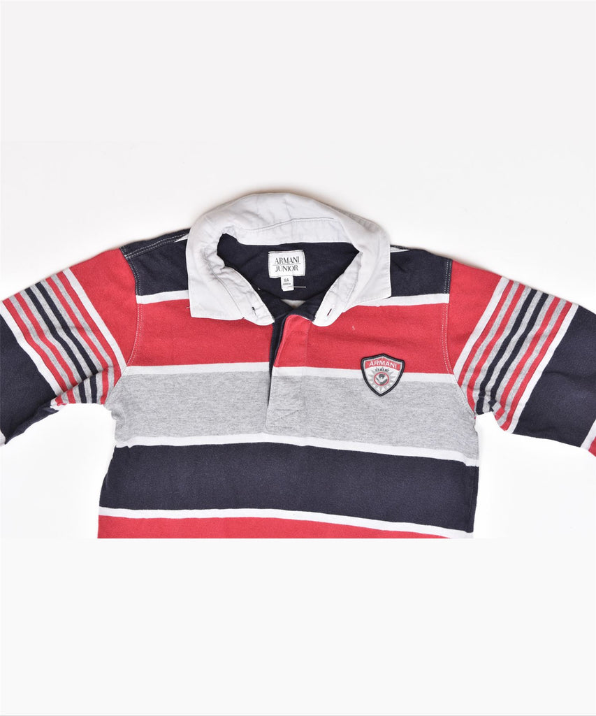 ARMANI Boys Long Sleeve Polo Shirt 7-8 Years Multicoloured Cotton | Vintage | Thrift | Second-Hand | Used Clothing | Messina Hembry 
