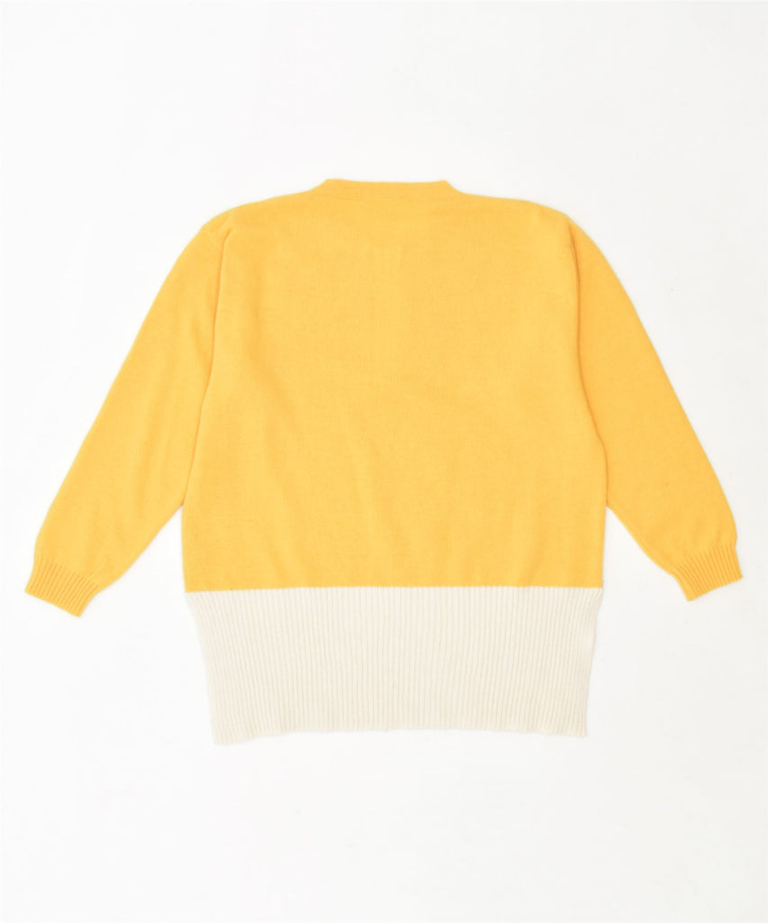 PAOLA DAVOLI Womens Crew Neck Jumper Sweater UK 18 XL Yellow Cotton | Vintage | Thrift | Second-Hand | Used Clothing | Messina Hembry 