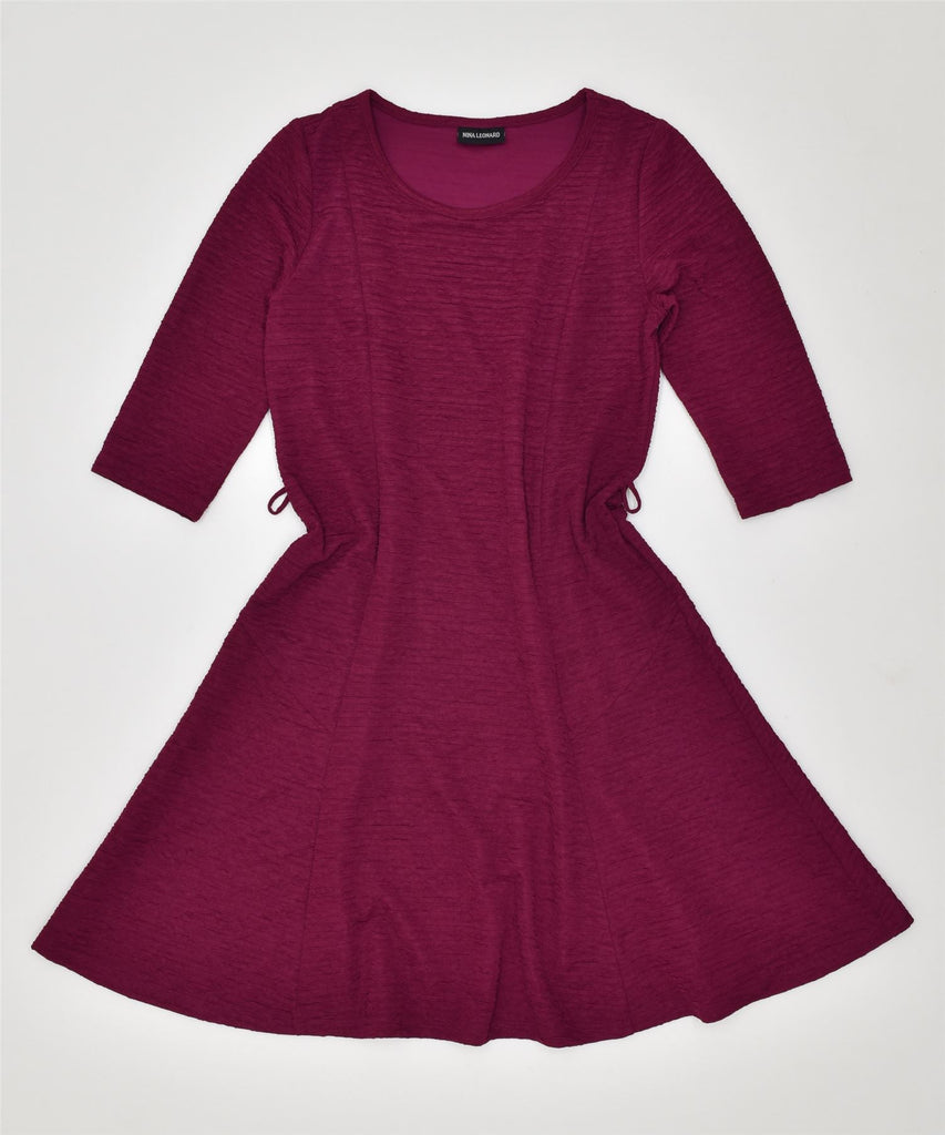 NINA LEONARD Womens 3/4 Sleeve A-Line Dress UK 16 Large Maroon Vintage | Vintage | Thrift | Second-Hand | Used Clothing | Messina Hembry 