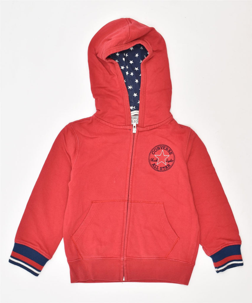 CONVERSE Boys Zip Hoodie Sweater 3-4 Years Red Cotton | Vintage | Thrift | Second-Hand | Used Clothing | Messina Hembry 