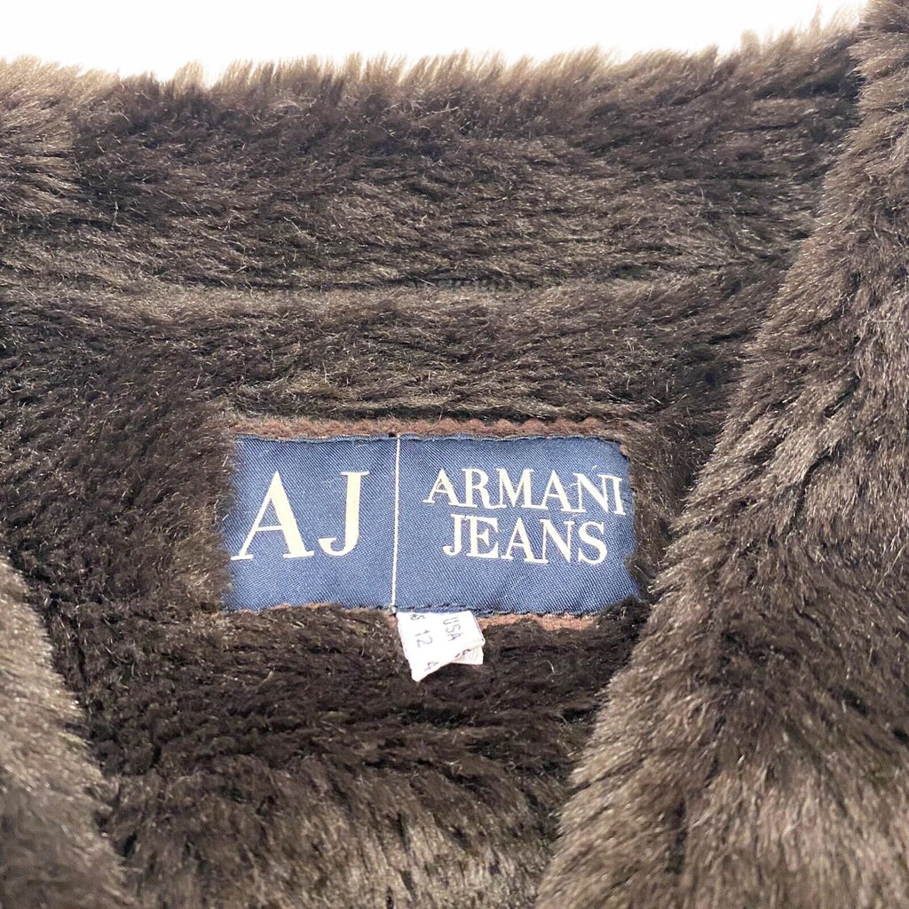 AJ Armani Jeans Women's Long Fluffy Coat | Vintage High End Designer Brown VTG | Vintage Messina Hembry | Thrift | Second-Hand Messina Hembry | Used Clothing | Messina Hembry 