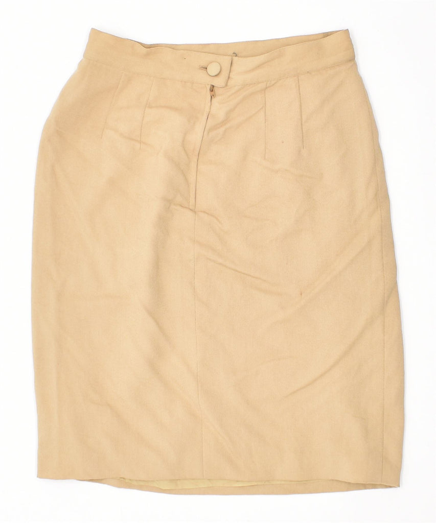SALVATORE FERRAGAMO Womens Pencil Skirt IT 44 Medium W28 Beige Virgin Wool | Vintage | Thrift | Second-Hand | Used Clothing | Messina Hembry 