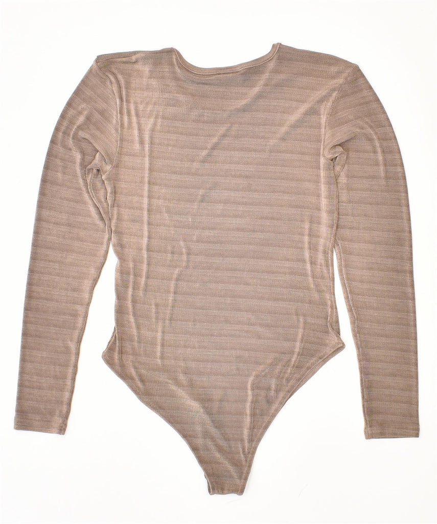 TOA'S Womens Bodysuit UK 12 Medium Brown Acetate Vintage | Vintage | Thrift | Second-Hand | Used Clothing | Messina Hembry 