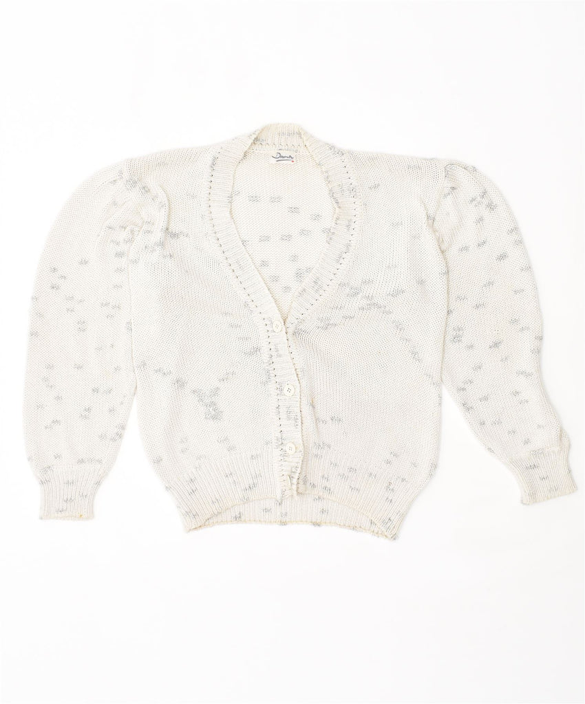 DAMA Womens Cardigan Sweater UK 16 Large Off White Geometric Viscose | Vintage | Thrift | Second-Hand | Used Clothing | Messina Hembry 