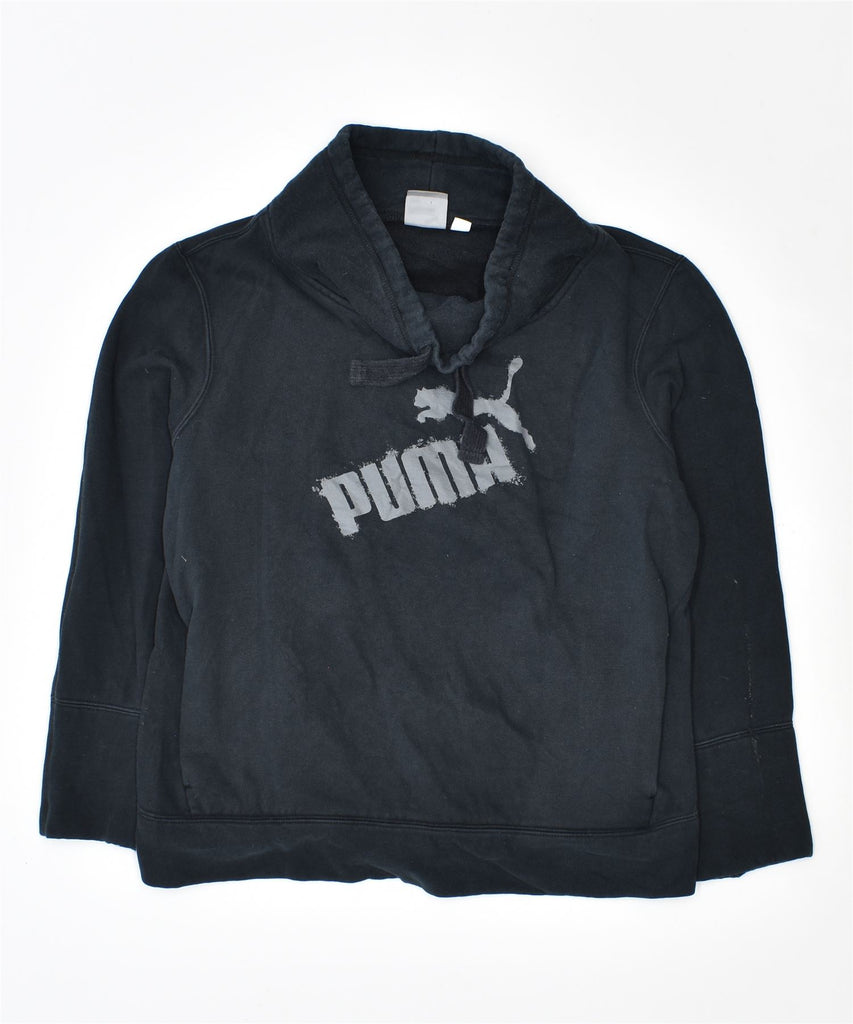 PUMA Girls Graphic Sweatshirt Jumper 15-16 Years Black Cotton | Vintage | Thrift | Second-Hand | Used Clothing | Messina Hembry 